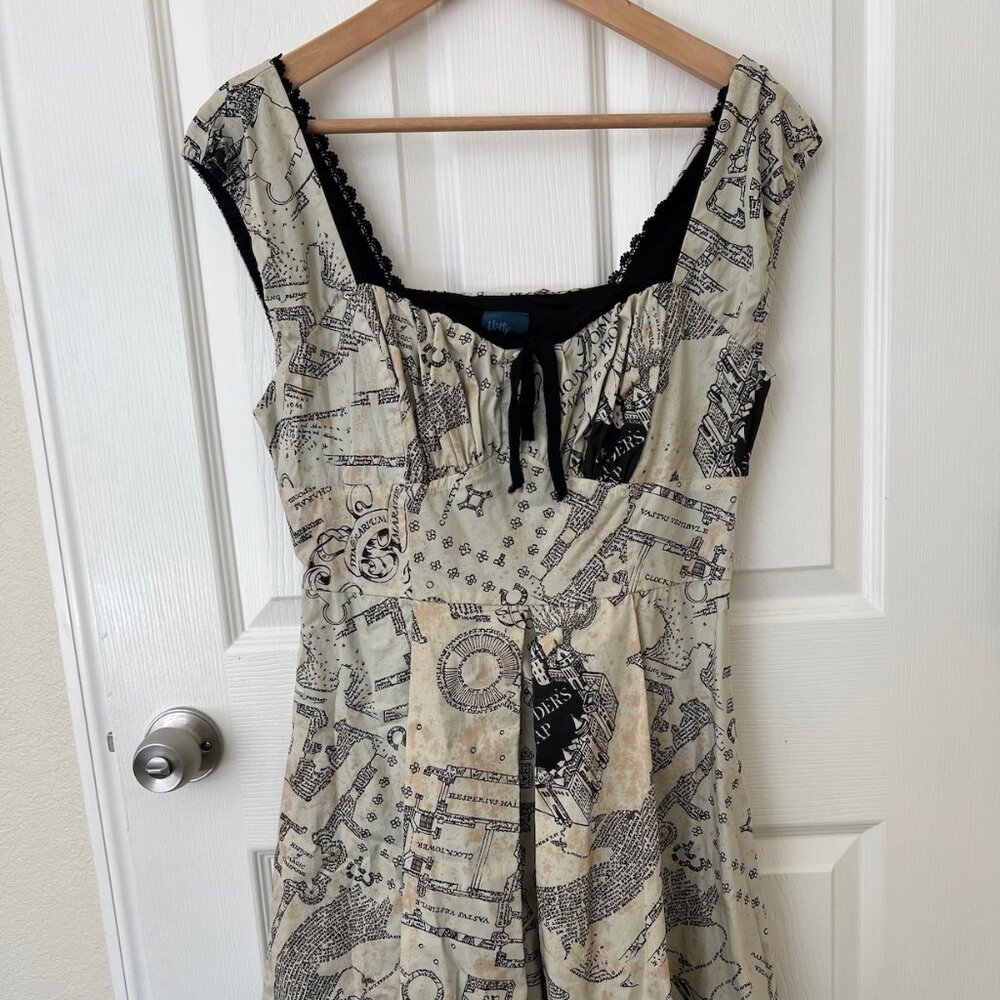 Hot Topic Harry Potter Marauder's Map Fit Flare Mini Dress Size M